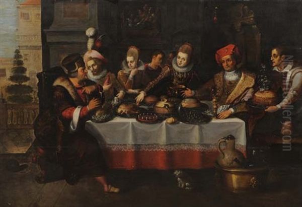 Le Diner De Lazare Oil Painting by Ambrosius Francken the Elder