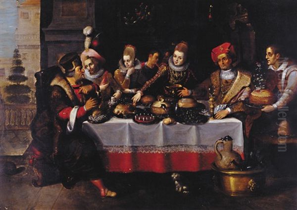 Le Festin Du Mauvais Riche Oil Painting by Ambrosius Francken the Elder