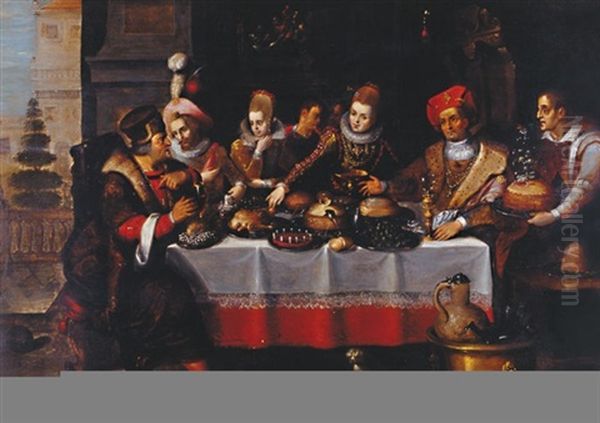 Le Festin Du Mauvais Riche Oil Painting by Ambrosius Francken the Elder