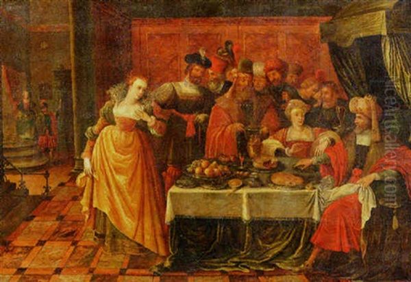 The Feast Of King Herod Oil Painting by Ambrosius Francken the Elder