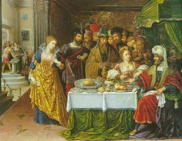 Le Festin D'herode Oil Painting by Ambrosius Francken the Elder