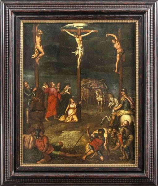 Grose Kreuzigung Mit Vielfiguriger Szenerie Oil Painting by Frans Francken the Elder