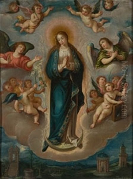 Inmaculada Concepcion Con Simbolos Marianos Oil Painting by Frans Francken the Elder