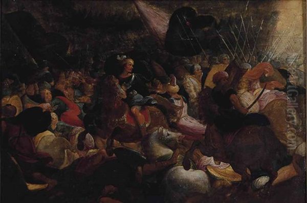 A Battle Scene Oil Painting by Hieronymus Francken the Elder