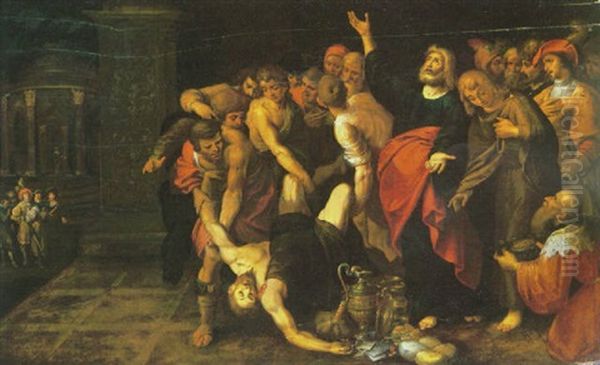 The Death Of Ananias Oil Painting by Hieronymus Francken the Elder