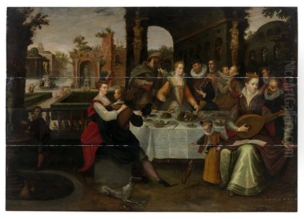 Banquet D'une Elegante Compagnie Dans Un Jardin Italien Oil Painting by Ambrosius Francken the Younger