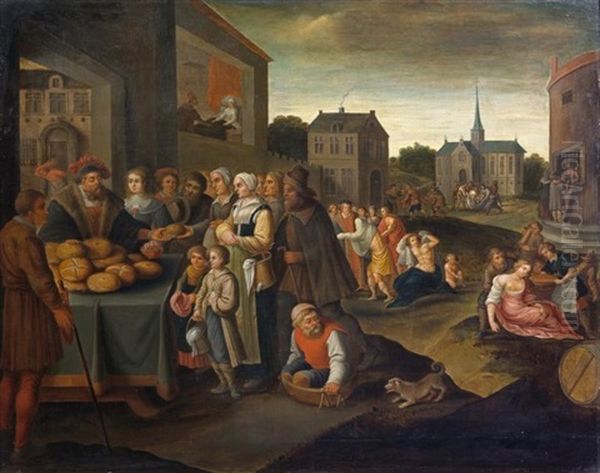 Les Sept Oeuvres De Misericorde Oil Painting by Ambrosius Francken the Younger