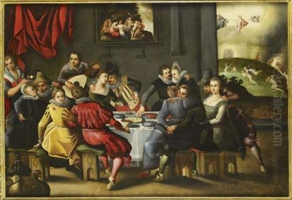 Scene De Banquet Oil Painting by Ambrosius Francken the Younger