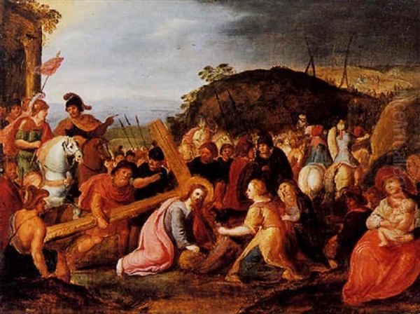 The Carrying Of The Cross Oil Painting by Ambrosius Francken the Younger