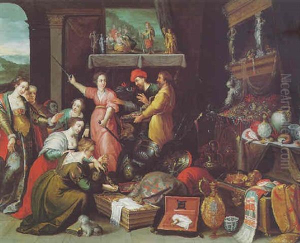 Achilles Discovered Amongst The Daughters Of Lycomedes Oil Painting by Ambrosius Francken the Younger