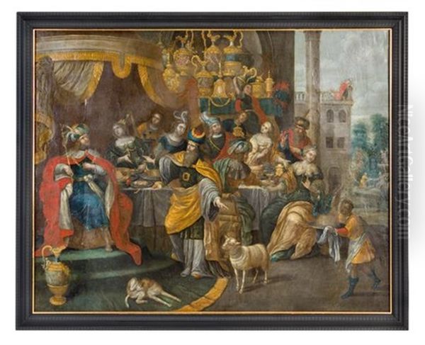 The Feast Of Esther (two Works + 5 Others; Total 7 Works) Oil Painting by Frans Francken the Younger