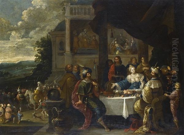 The Banquet Of Esther Oil Painting by Frans Francken the Younger