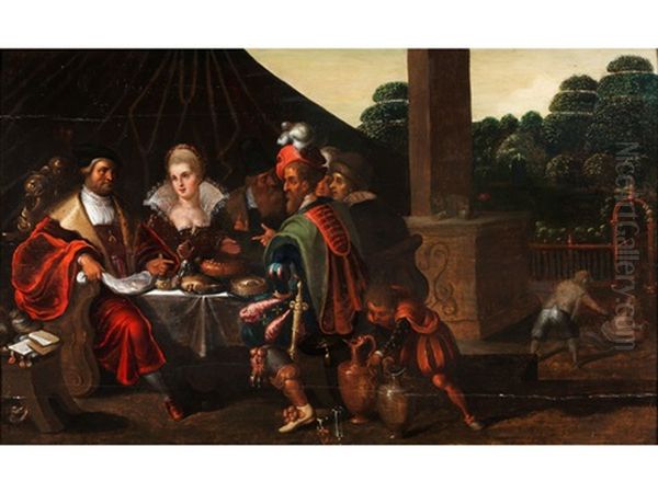 Tischgesellschaft Aus Der Legende Des Heiligen Johannes Des Taufers Oil Painting by Frans Francken the Younger