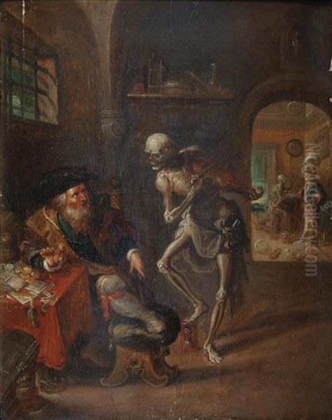 An Allegory Of Death Playing The Fiddle Oil Painting by Frans Francken the Younger