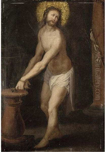 Christ At The Column Oil Painting by Hieronymus Francken the Younger