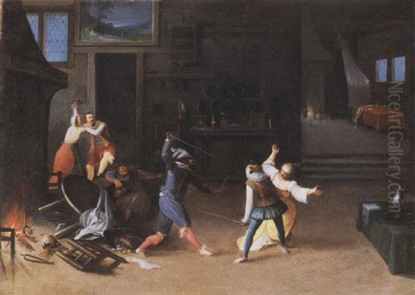 Das Duell In Der Wirtsstube Oil Painting by Hieronymus Francken the Younger