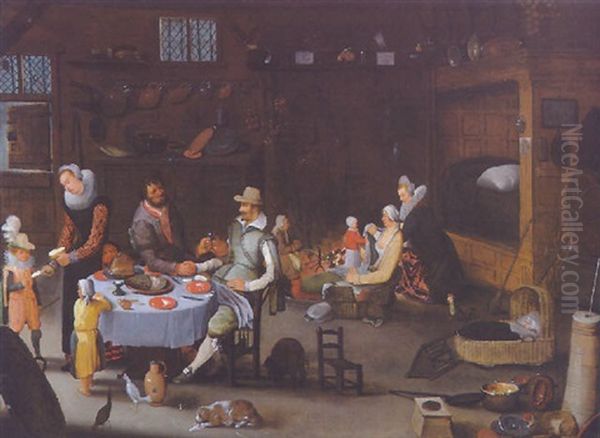 Scene De Collation Oil Painting by Hieronymus Francken the Younger