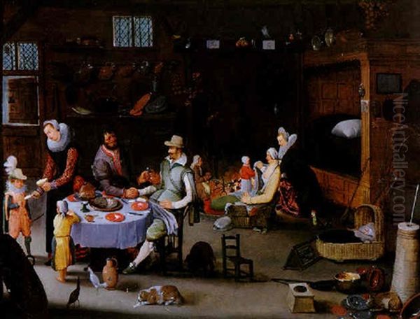 Scene De Collation Oil Painting by Hieronymus Francken the Younger