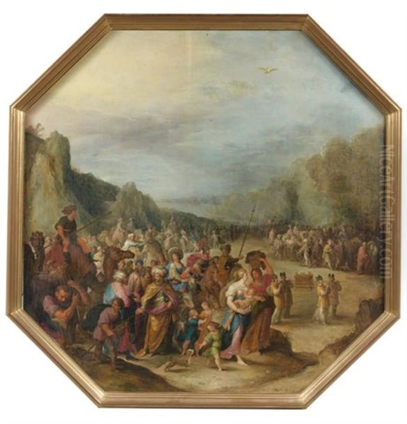 Les Hebreux En Marche Vers La Terre Promise, Ou Le Passage Du Jourdain Avec L'arche D'alliance Oil Painting by Jan (Hans) Francken