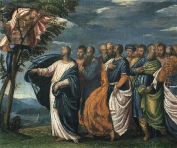 Christ And Zacchaeus Oil Painting by Battista Franco