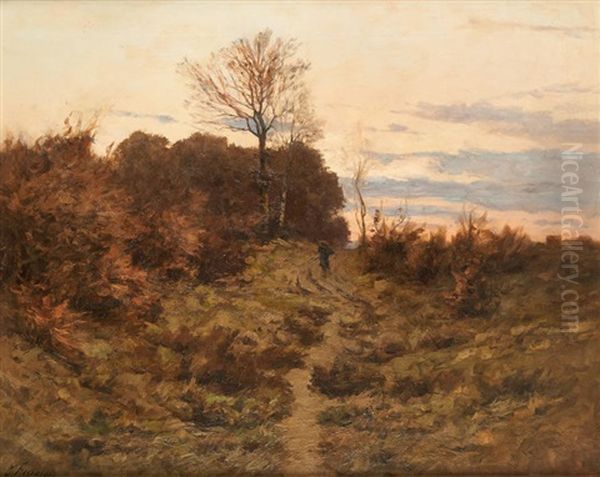 Promeneur Au Coucher Du Soleil Oil Painting by Joseph Charles Francois