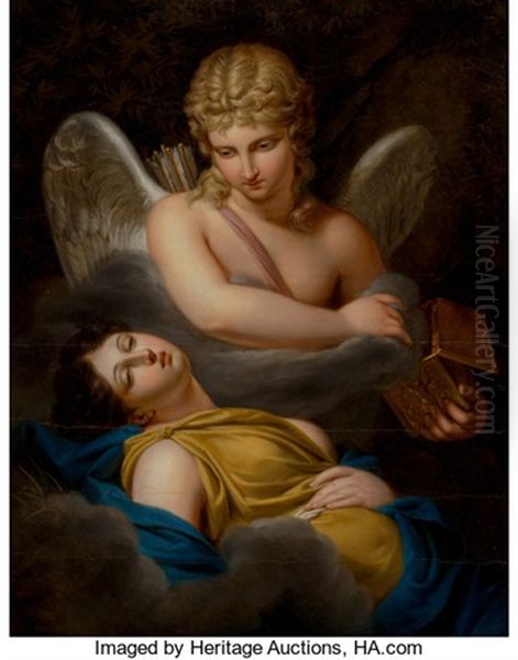 Cupid Removing The Sleeping Spell From Psyche Oil Painting by Pierre Joseph Celestin Francois