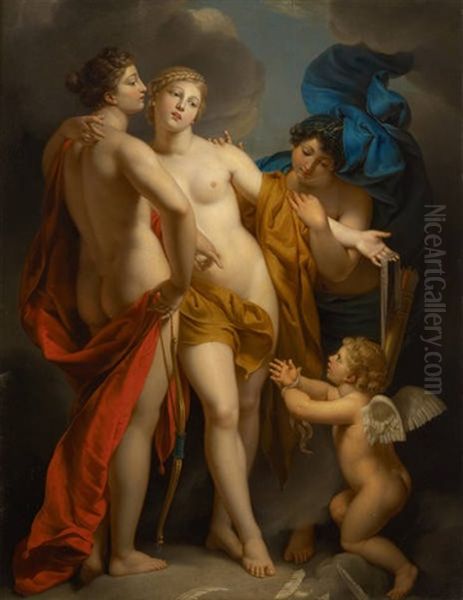 Les Trois Graces Et L'amour Captif Oil Painting by Pierre Joseph Celestin Francois