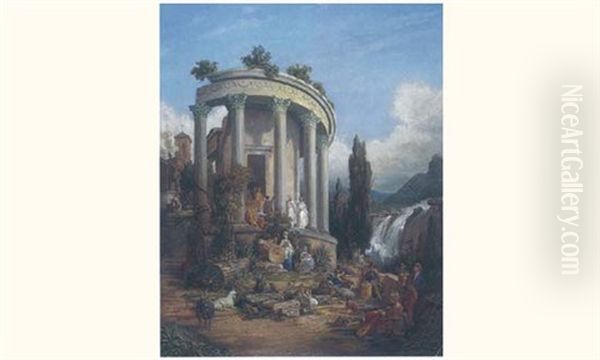 Temple A Tivoli Oil Painting by Pierre Joseph Celestin Francois