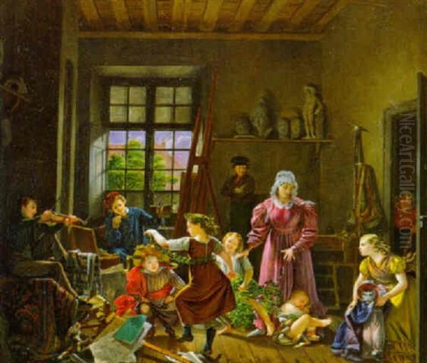 L'atelier Du Peintre Oil Painting by Pierre Joseph Celestin Francois