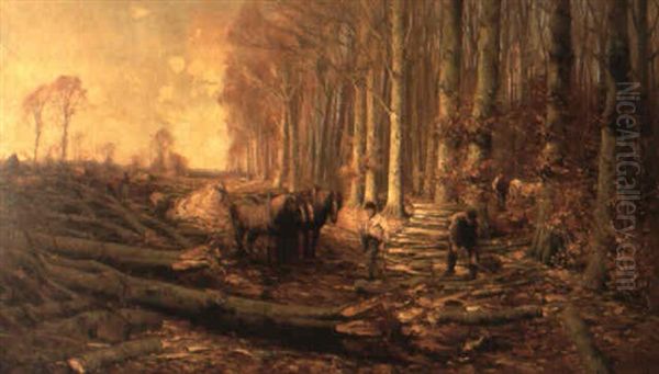 Houthakkers In Het Bos Oil Painting by Pierre Joseph Celestin Francois