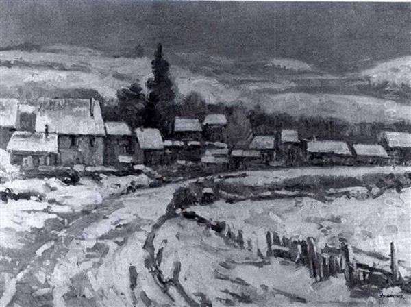 Winter Village, Nancy Oil Painting by Pierre Joseph Celestin Francois