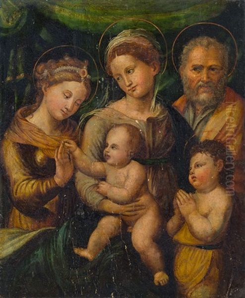 Mystische Vermahlung Der Hl. Katharina Oil Painting by Innocenzo di Pietro (da Imola) Francucci