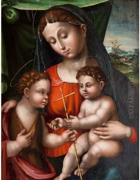 Madonna Con Il Bambino E San Oil Painting by Innocenzo di Pietro (da Imola) Francucci