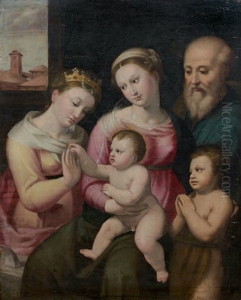 Le Mariage Mystique De Sainte Catherine Oil Painting by Innocenzo di Pietro (da Imola) Francucci