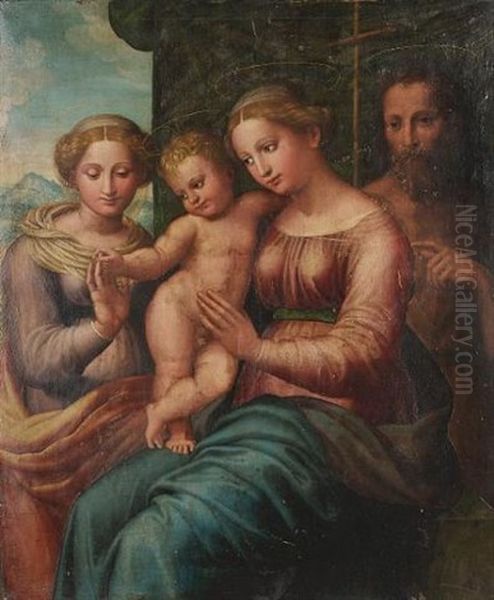 The Mystic Marriage Of Saint Catherine Oil Painting by Innocenzo di Pietro (da Imola) Francucci