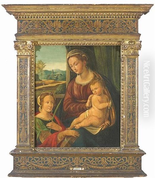 The Madonna And Christ Child With Saint Catherine Of Alexandria Oil Painting by Innocenzo di Pietro (da Imola) Francucci