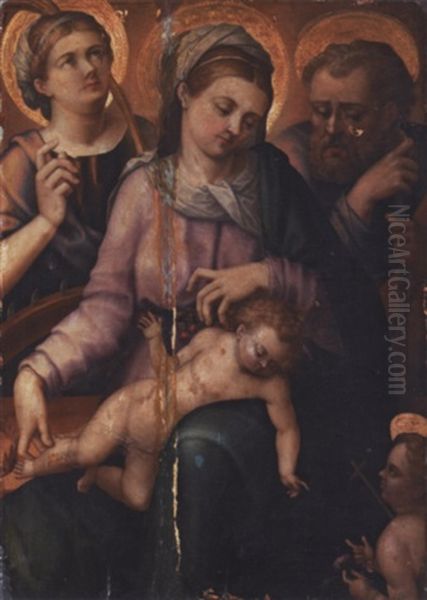 La Sainte Famille Avec Sainte Catherine Oil Painting by Innocenzo di Pietro (da Imola) Francucci