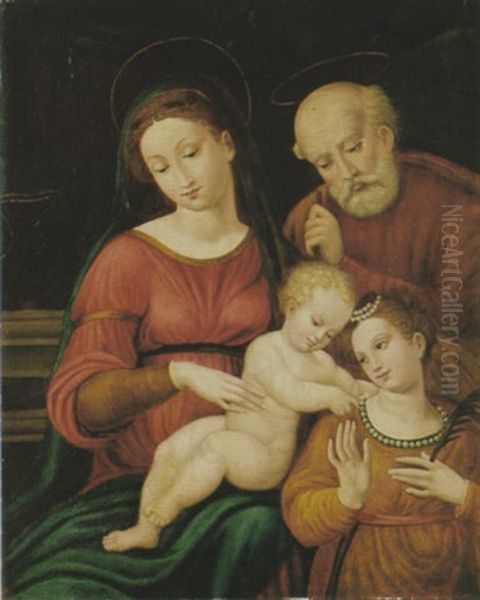 Matrimonio Mistico Di Santa Caterina Oil Painting by Innocenzo di Pietro (da Imola) Francucci