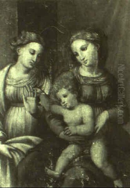 Le Mariage Mystique De Sainte Catherine Oil Painting by Innocenzo di Pietro (da Imola) Francucci