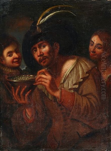 Figure Scene With Three Men Oil Painting by Niccolo Frangipane