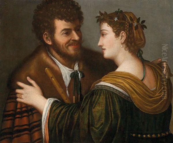 A Young Couple Oil Painting by Niccolo Frangipane