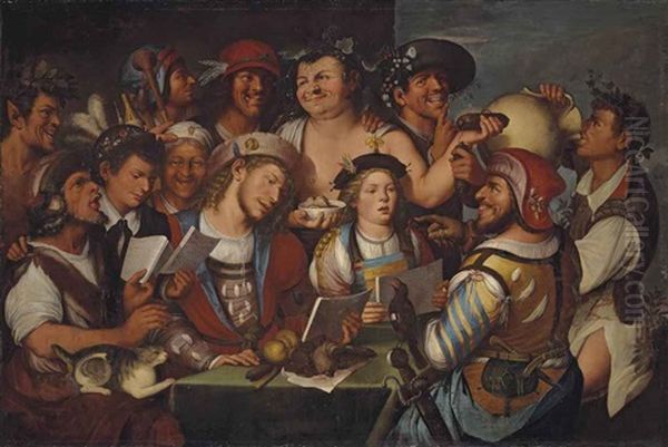 Satire On The Performance Of A Madrigal Oil Painting by Niccolo Frangipane