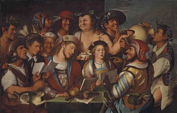 Satire On The Performance Of A Madrigal Oil Painting by Niccolo Frangipane