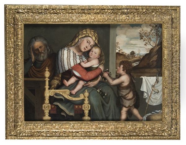 Sacra Famiglia Con San Giovannino Oil Painting by Niccolo Frangipane