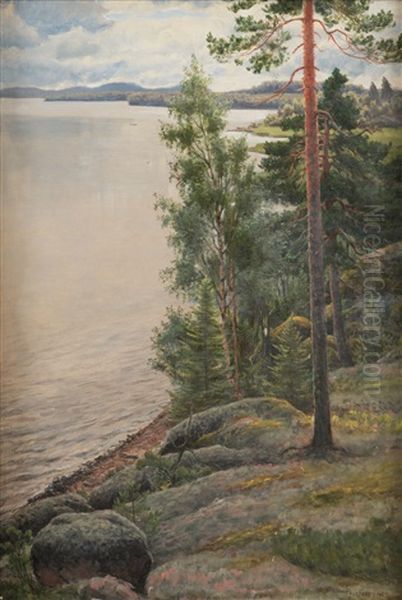 View Over The Lake Oil Painting by Felix Frang-Pahlama