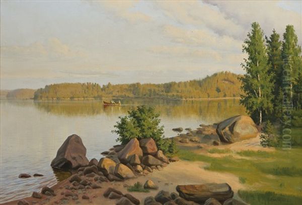 River Landscape Oil Painting by Felix Frang-Pahlama