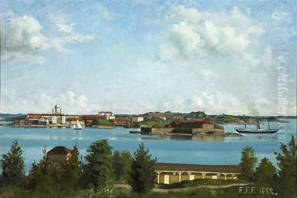 Helsinki, View From Kaivopuisto Towards Suomenlinna Fortress Oil Painting by Felix Frang-Pahlama