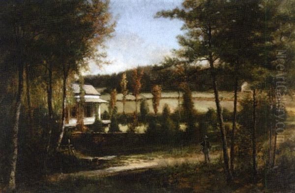 Rural Landscape With Hunter Oil Painting by Eugene C. Frank