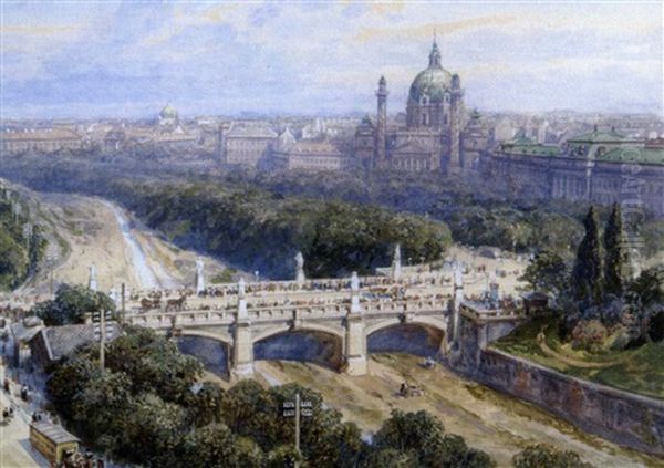 Elisabethbrucke, Karlskirche Oil Painting by Friedrich Frank