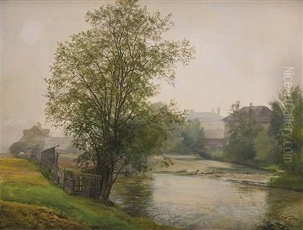 Morgennebel Am Fluss Oil Painting by Hans Frank